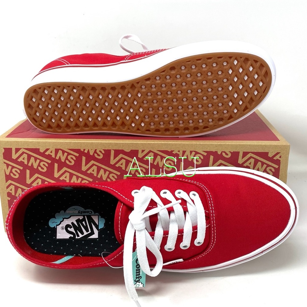 VANS ComfyCush AUTHENTIC Racing Red Canvas Men’s - Picture 2 of 10